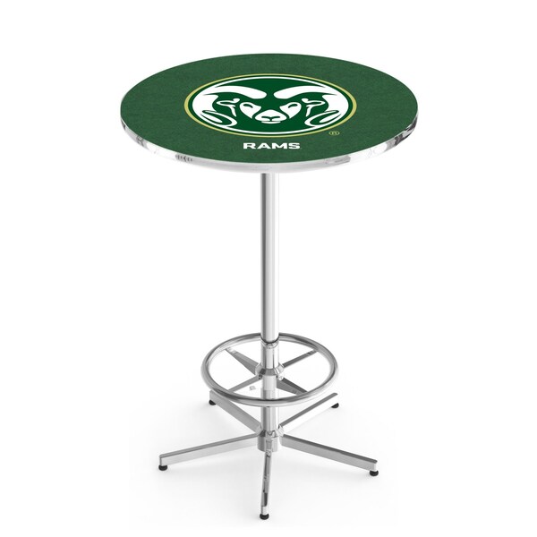 42" Chrome Colorado State Pub Table, 36" dia. Top