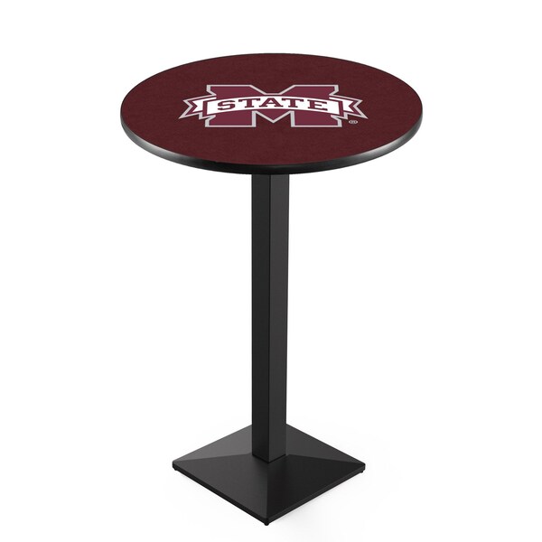 42" Blk Wrinkle Mississippi State Pub Table, 36" dia. Top