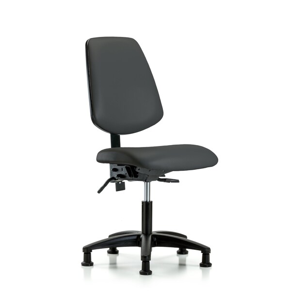 Desk Chair No Arms, 18" to 23" Height, Vinyl, Charcoal