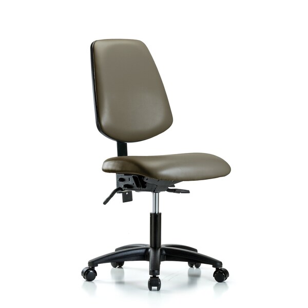 Vinyl Chair, Desk, Med Back, Tilt, Casters, Taupe