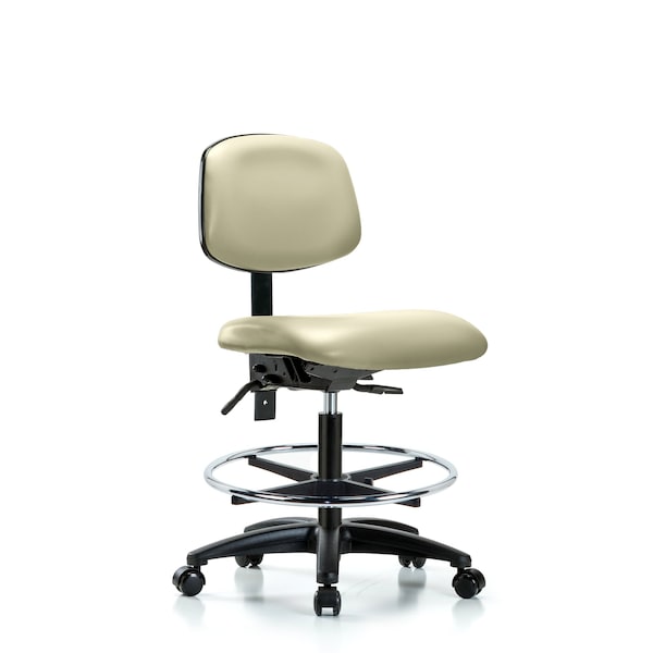 Chair, Vin, Med Bench, Tilt CF Casters, Wht, No Arms, 22" to 29" Height, Adobe White