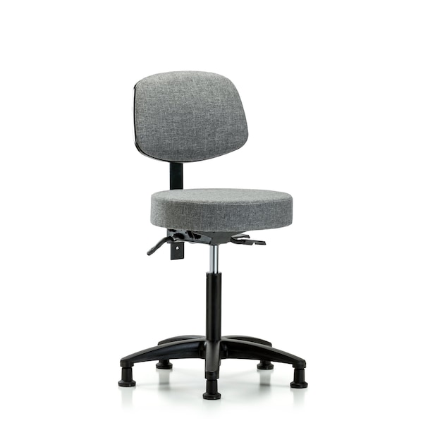 Bench Stool, Med, Fab, Bk, Tilt, Glides, Gry