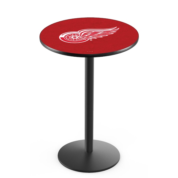 42" Blk Wrinkle Detroit Red Wings Pub Table, 36" dia. Top