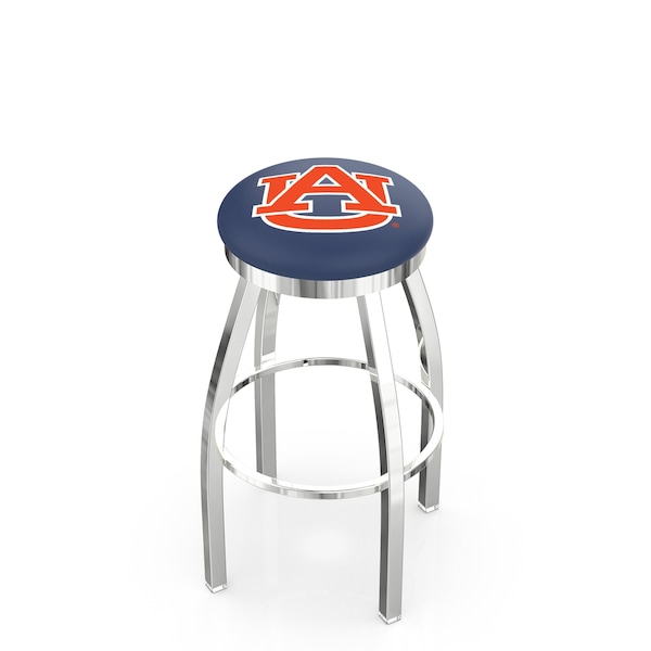 25" Chrome Auburn Swivel Bar Stool, Accent Ring