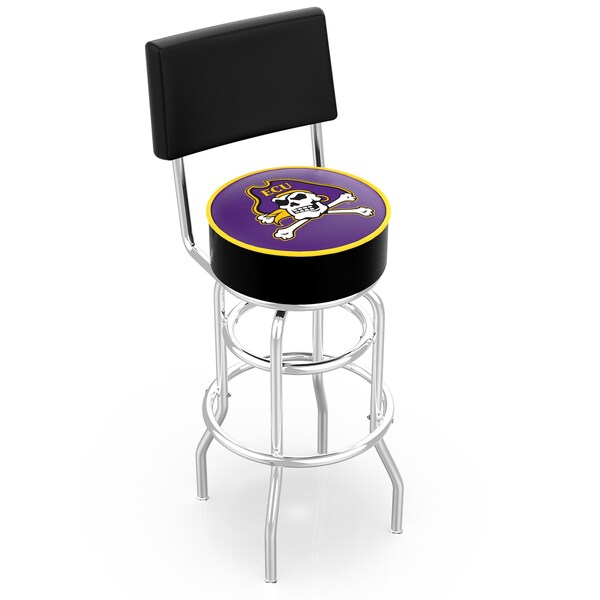 25" Chrome 2-Ring East Carolina Swivel Bar Stool, Back
