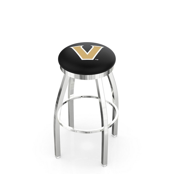25" Chrome Vanderbilt Swivel Bar Stool, Accent Ring
