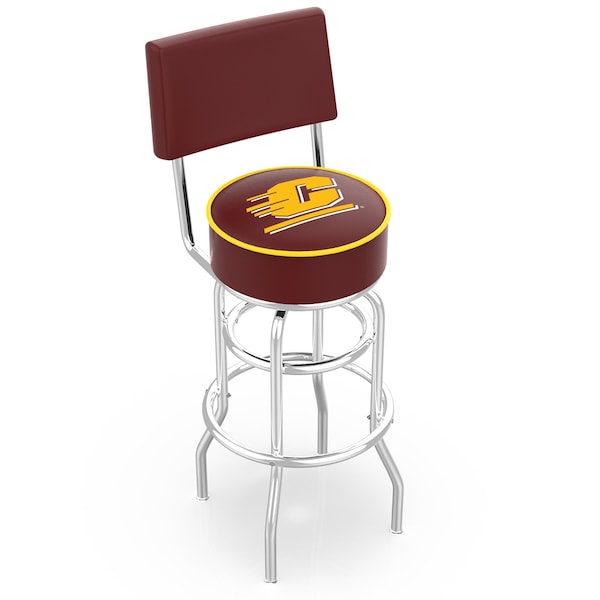 25" Chrome 2-Ring Central Michigan Swivel Bar Stool, Back