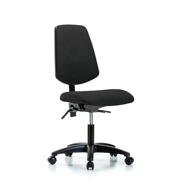 Desk Chair Fabric Desk Chair, Med, Bk, Casters, Blk, No Arms, 19" to 24" Height, Fabric, Black