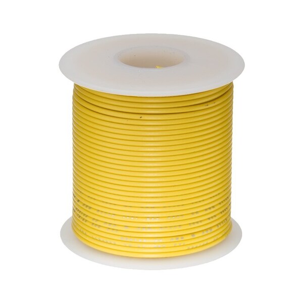 16 AWG Stranded Hook Up Wire, Yellow, 25 ft, 0.077" Diameter, 300V