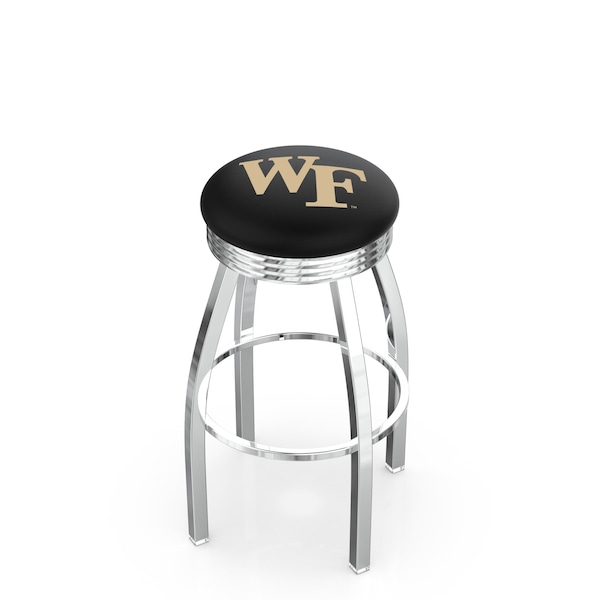 25" Chrome Wake Forest Swivel Bar Stool, Accent Ring