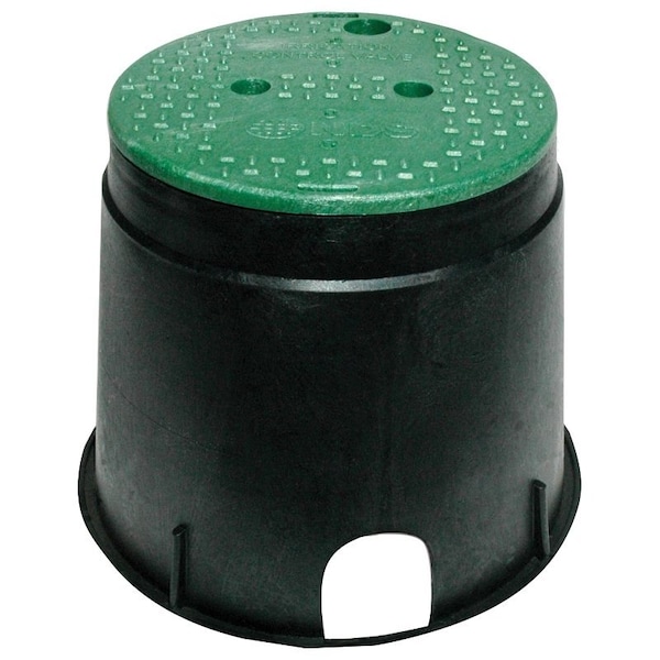 NDS 111BC Valve Box with Overlapping ICV Cover, Round, Polyolefin, Black/Green