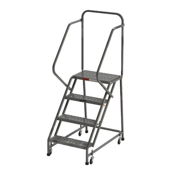 76" H Industrial Rolling Ladder (Square Tube), 4 Steps, 450 lb. Load Capacity