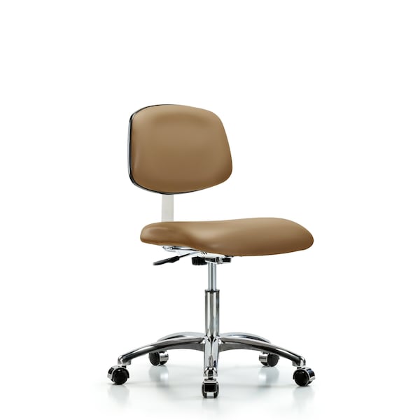 Clean Room Chair Desk Chair, Vinyl, Chrm, Casters, Taupe, CL10, 18" to 23" Height, Vinyl, Taupe