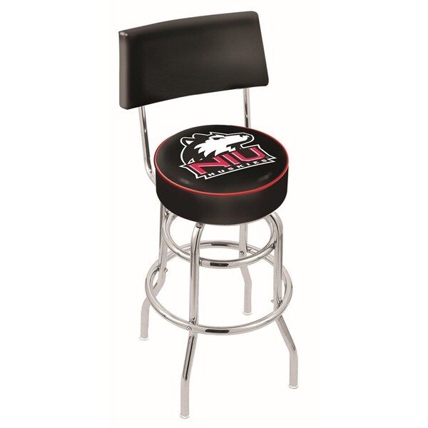 25" Chrome 2-Ring Northern Illinois Swivel Bar Stool, Back
