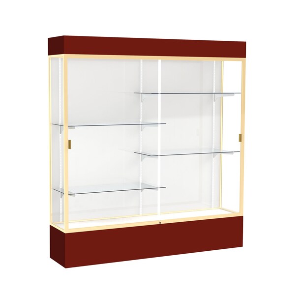Lighted Floor Display Case 72x80x16, White, Champange