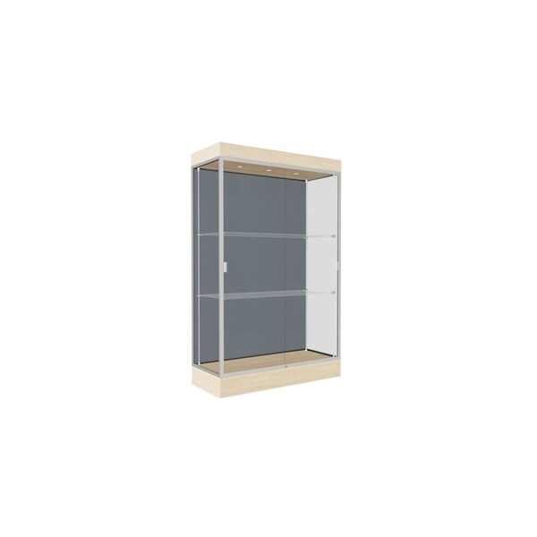 Lighted Floor Display Case 48x76x20, 6" Base, Satin