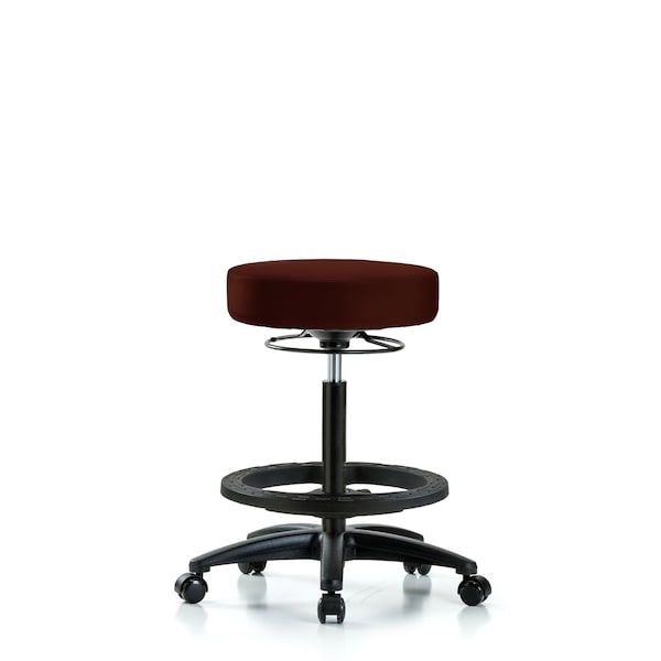 Bench Stool, Hi, Vinyl, BF, Casters, Burg