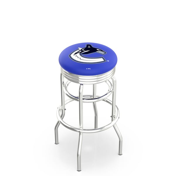 25" Chrome 2-Ring Vancouver Canucks Swivel Bar Stool, Accent Ring