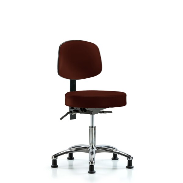 Desk Stool, Vinyl, Bk, Chrome, Glides, Burg