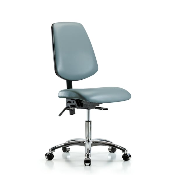 Vinyl Chair Chrome, Desk, Med Back, Casters, Storm