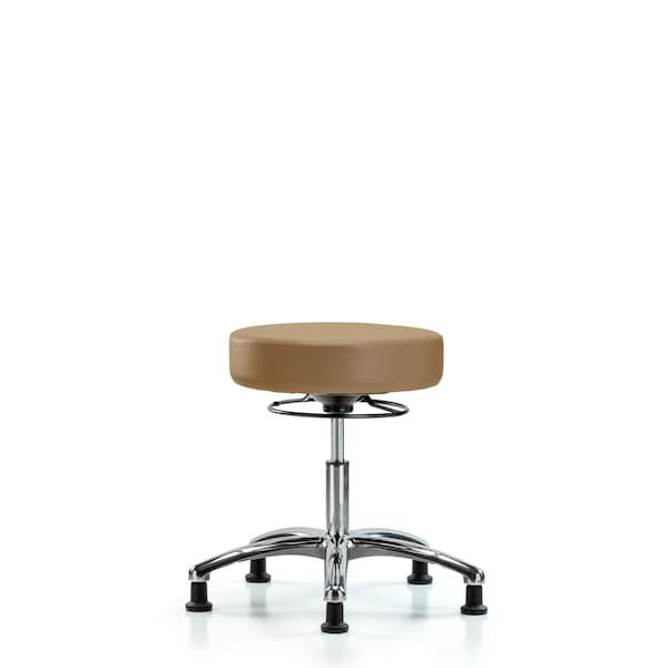 Desk Stool, Vinyl, Chrome, Glides, Taupe