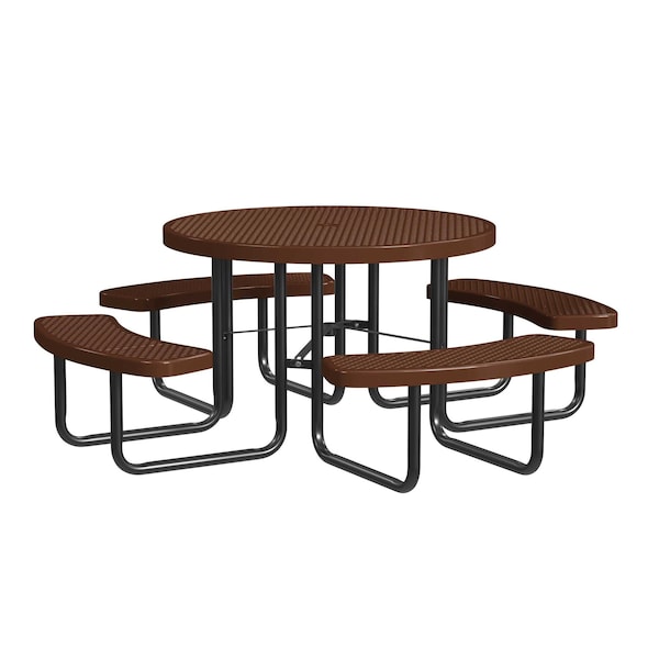Round Portable Picnic Table, Brown, 46 in