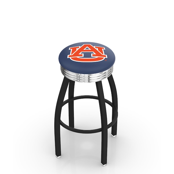 25" Blk Wrinkle Auburn Swivel Bar Stool, Chrome Ring