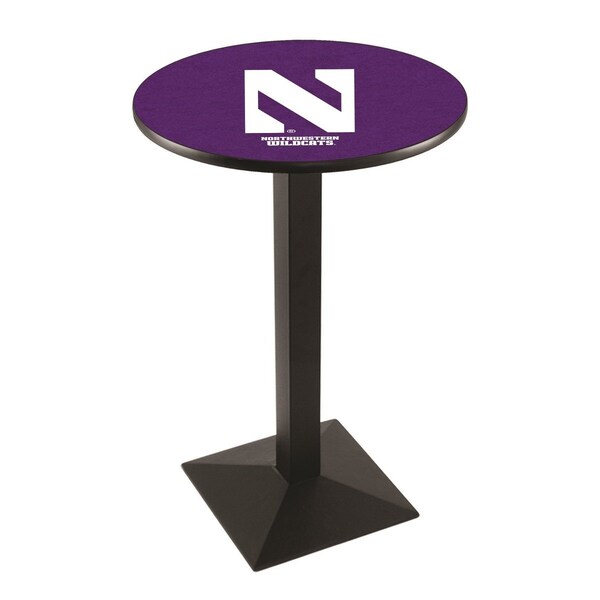 42" Blk Wrinkle Northwestern Pub Table, 36" dia. Top