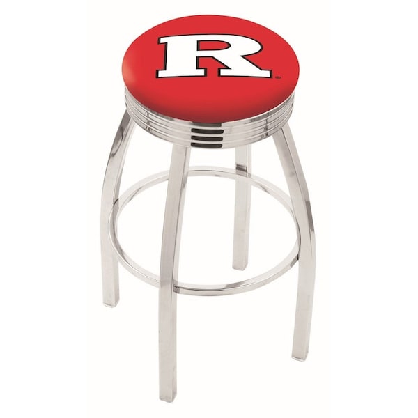 25" Chrome Rutgers Swivel Bar Stool, Accent Ring
