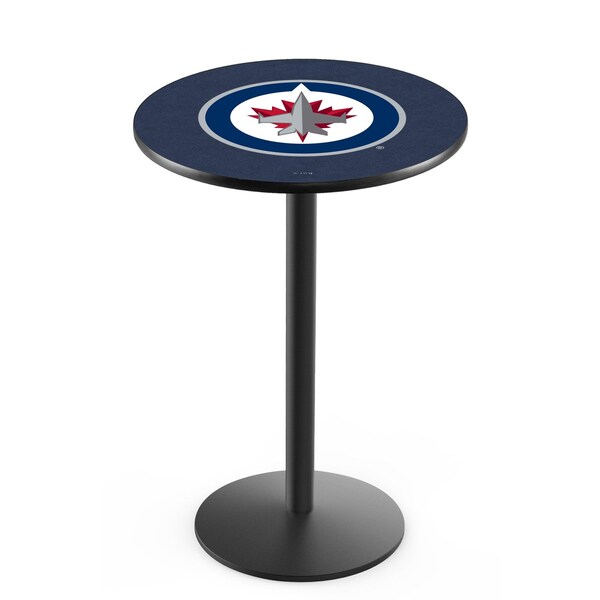 42" Blk Wrinkle Winnipeg Jets Pub Table, 36" dia. Top