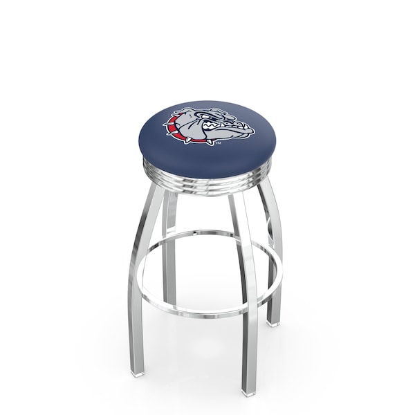25" Chrome Gonzaga Swivel Bar Stool, Accent Ring