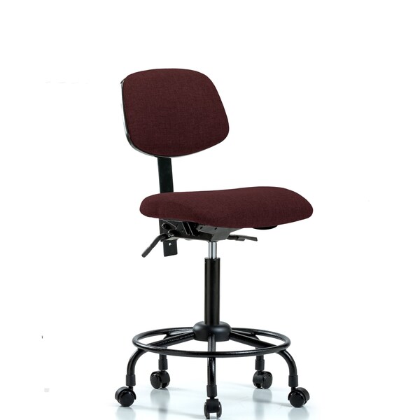 Chair, Fab, Med Bench, RT Tilt Casters, Bur, No Arms, 24" to 31" Height, Burgundy