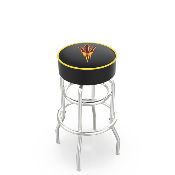 25" Arizona St Cushion Seat, 2-Ring Chrome Swivel Bar Stool, Pitchfork