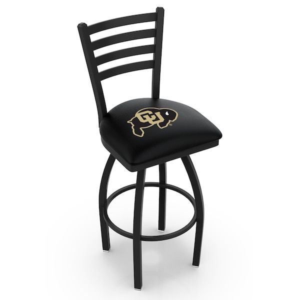 25" Blk Wrinkle Colorado Swivel Bar Stool, Ladder Back