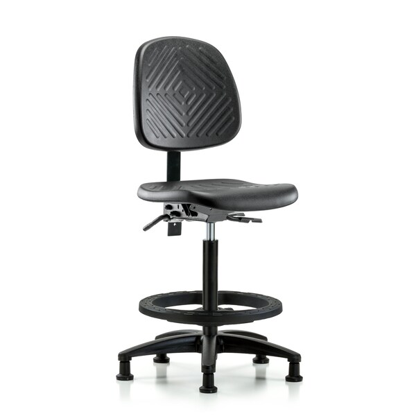 Bench Chair, Hi, Poly, Med, Bk, Tilt BF Glids, No Arms, 24-1/2" to 33-1/2" Height, Blue, Black