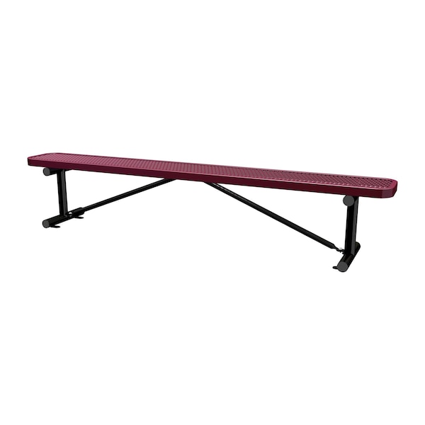 Bench w/o Back, Surfce Mount, 8ft, Burgundy