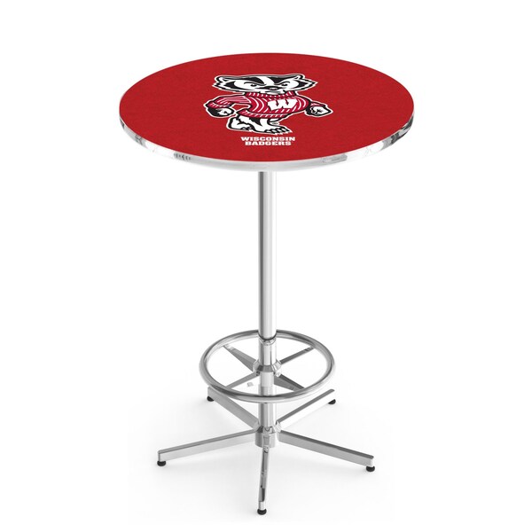 42" Chrome Wisconsin "Badger" Pub Table, 36" dia. Top