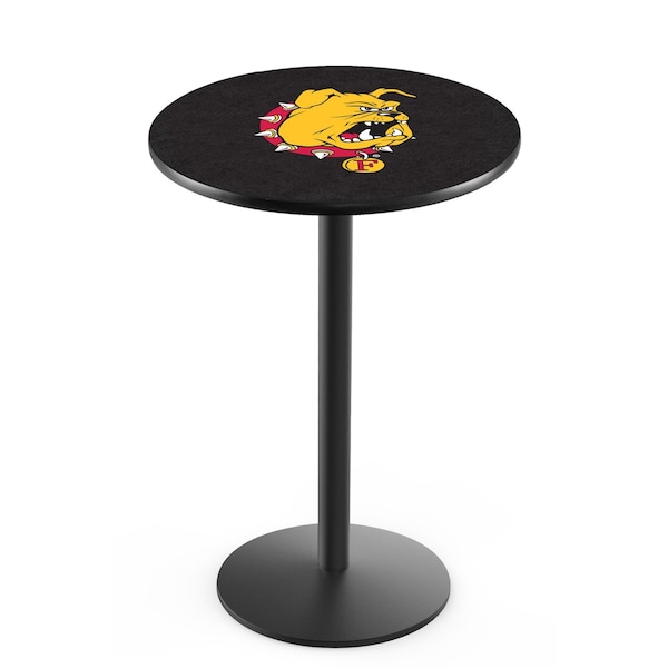 42" Blk Wrinkle Ferris State Pub Table, 36" dia. Top