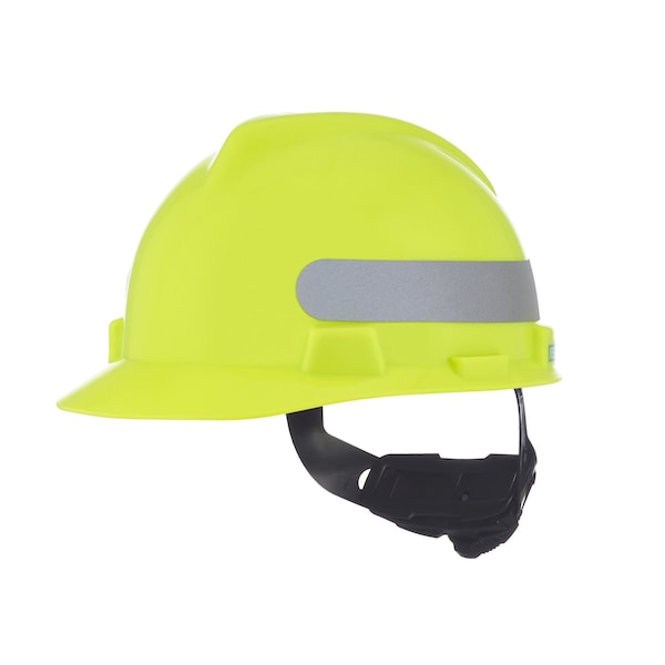 V-Gard Slotted Cap, HDPE, Fas-Trac III Suspension, Type I, Class E, Yellow/Green w/Silver Stripe