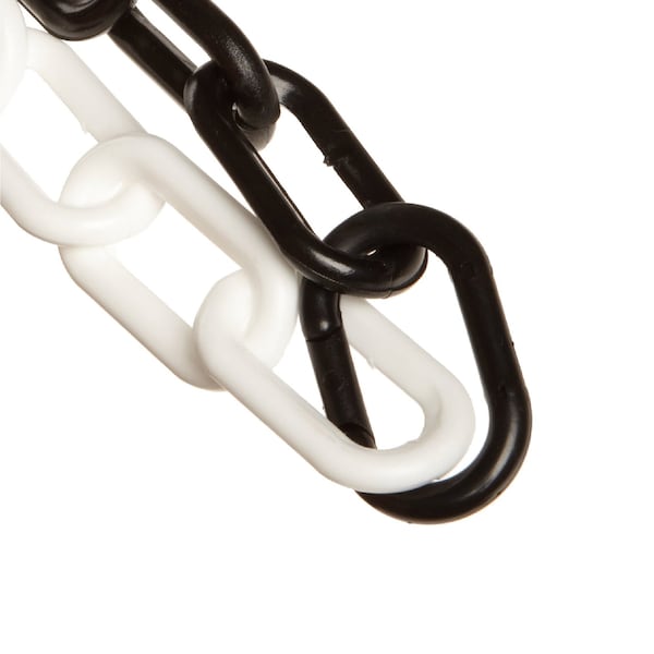 1.5" x 100' Black/White Plastic Safety Chain