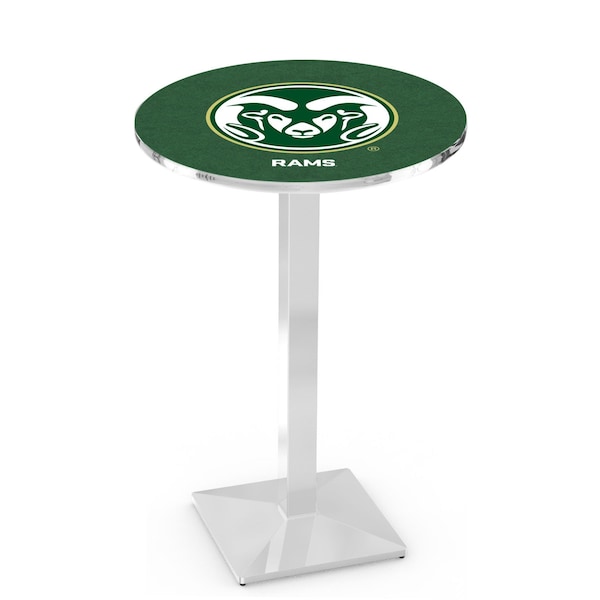 36" Chrome Colorado State Pub Table, 36" dia. Top