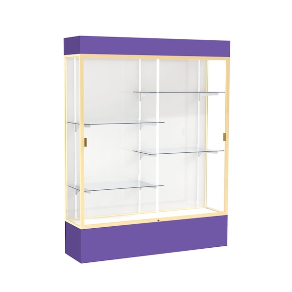 Lighted Floor Display Case 60x80x16, White, Champange