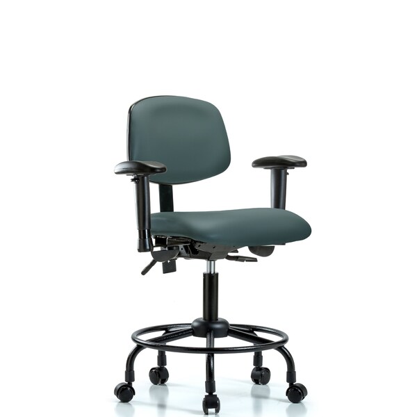 Desk Chair Desk Chair, Vinyl, Chr Tilt AA Glides, Bord, Adjustable Arms, 21" to 26" Height, Vinyl