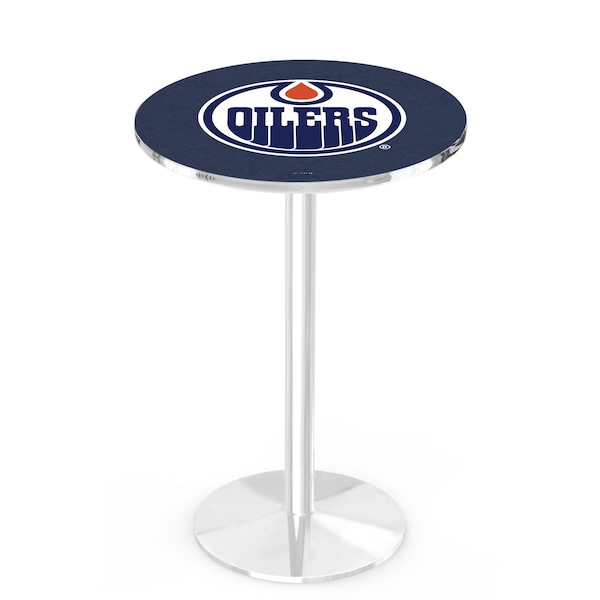 42" Chrome Edmonton Oilers Pub Table, 36" dia. Top