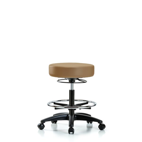 Bench Stool, Med, Vinyl, CF, Casters, Taupe