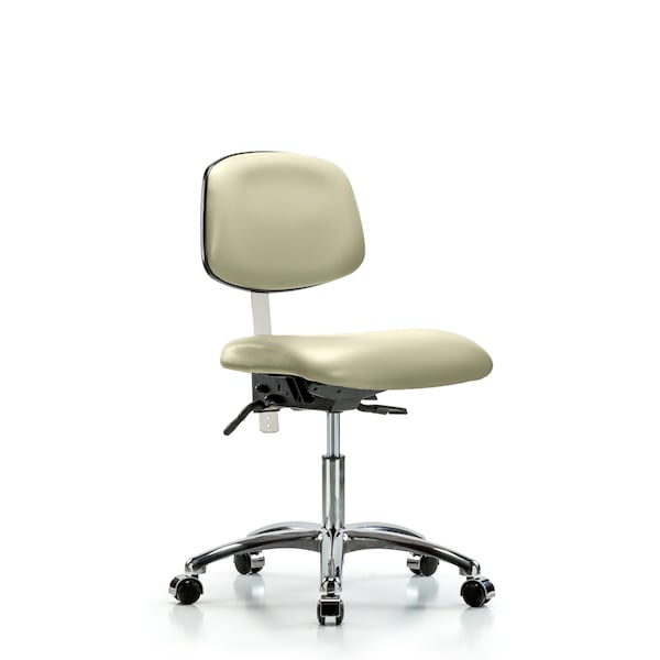 Clean Room Chair Desk Chair, Vin, Chrm, Tilt Cast, Wht, CL100, No Arms, 18" to 23" Height, Vinyl