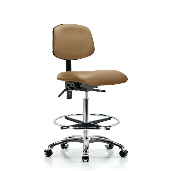Chair, Vin, Hi Bench, Chr CF Casters, Taupe, No Arms, 26" to 35-1/2" Height, Taupe