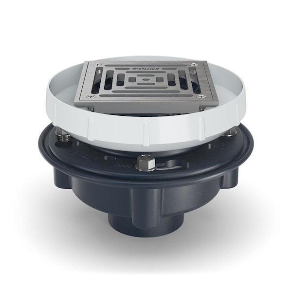 ABS, Strainer: Square, Floor Drain with Clamping Collar