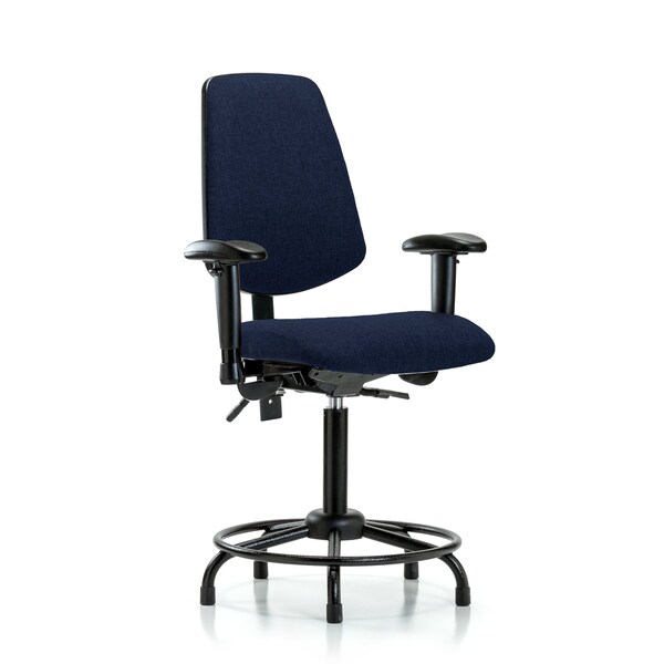 Fab Med Bench Chair, Bk, RT, Glds, Navy, 6-Way Adjustable, 22" to 29" Height, Dark Blue