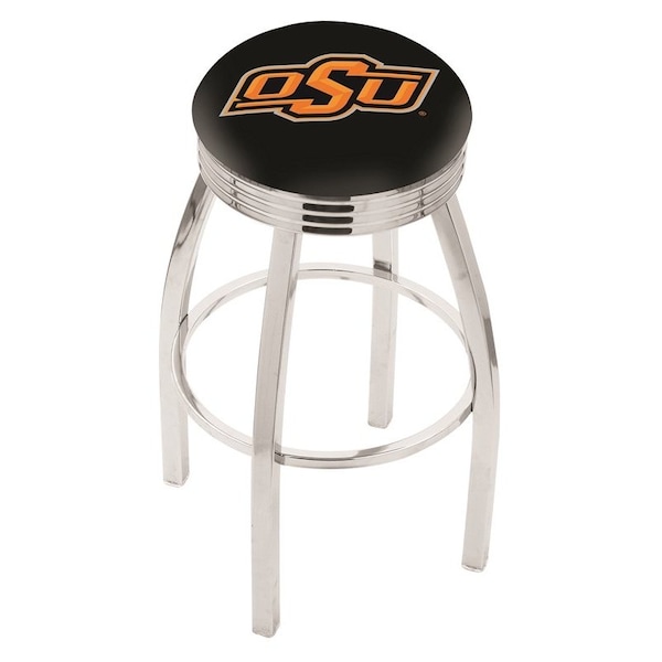 25" Chrome Oklahoma State Swivel Bar Stool, Accent Ring